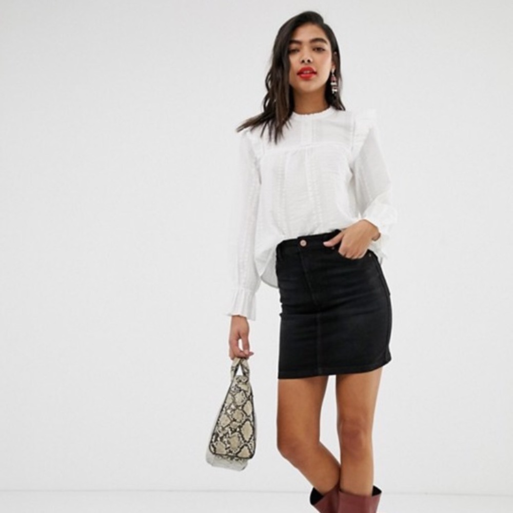 ASOS black denim mini skirt